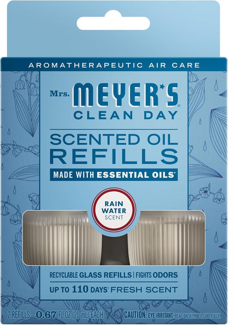 MRS. MEYER'S CLEAN DAY Scented Oil Refills, Rain Water, contains 2 .67 fl oz refills