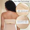 PRETTYWELL Strapless Bra Push Up Bandeau Bras for Women Front Hook Tube Top Bra Non-Slip Seamless Padded Wireless Invisible (Beige, S)