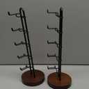 Eyeglasses Display Rack, Sunglasses Rack, Wood Base Glasses Holder Stand Sunglasses Organizer for Living Room, Black 2 Pcs