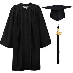 GraduationMall Matte Kindergarten Graduation Gown Cap Set with 2025 Tassel (27, Black)