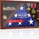 Flag Box Display Case for 3' x 5' American Flag, Not for Burial Flag, Military Shadow Box with HD Tempered and Wall MountedFlag Cases for Veterans,Folded Flag Display Case,Red