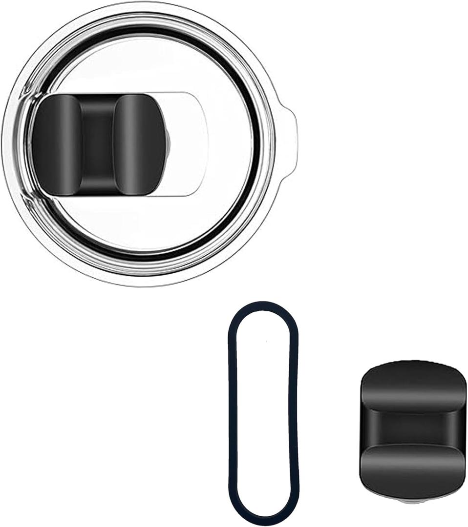 2 x Pack Tumbler Replacement Lids for YETI, 30 oz Tumbler Magnetic Slider Replacement Fits 30 oz Tumbler, 14 oz Mugs & 35 oz Straw Cups, with Extra Seals and Magnetic Closures