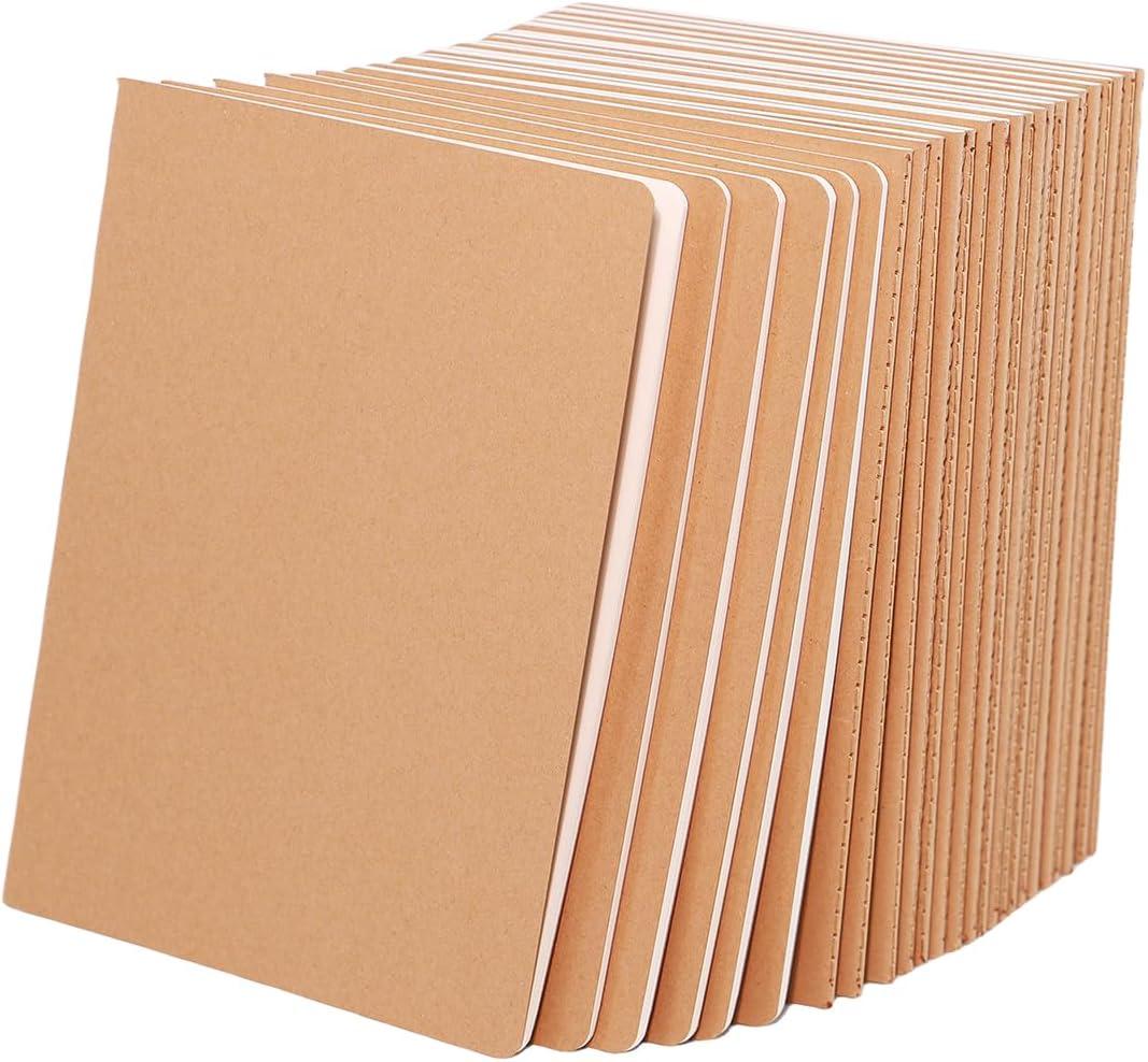 24 Pack A5 Lines Notebook Bulk Kraft Cover College Ruled, Lined Paper Travel Journals Composition Diary Subject Notebooks Planner, 60 Pages, 8.3x 5.5
