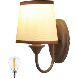 12V LED RV Wall Sconce with On/Off Switch (LED Bulb Included), Decorative Fabric Light Fixture with 1 Bulb, 12Volts Interior Light for RV, Motorhome, Camper, Boat