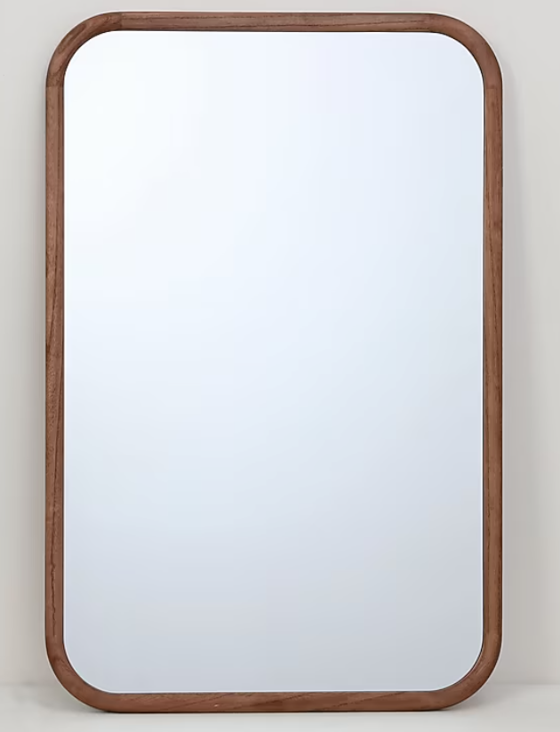 22x16 in Rectangle Warm Walnut Polished Wall Mirror