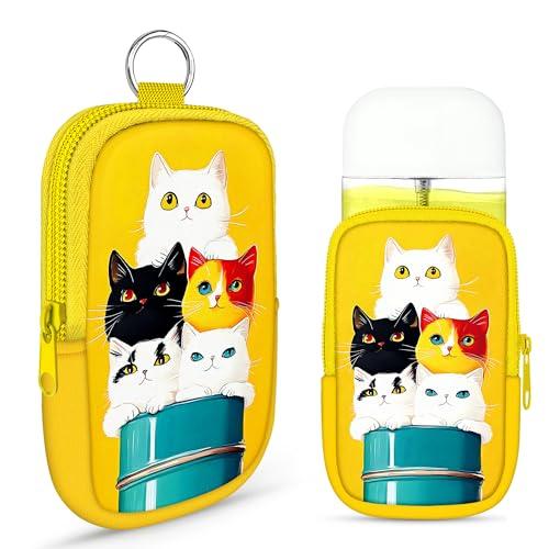 Energymax Hand Sanitizer Spray Case, Portable Hand Sanitizer Holder, Mini Pouch, Zippered Pouch Case for Hand Sanitizer, Fashion Accessory with Snap Hook Hand Sanitizers 1FL. OZ., Five Cute Cats, 3 Pack