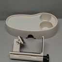 Geelin 1 Pc Hot Tub Table Tray, Adjustable Aboveground Bathtub Tray with 2 Cup Holder, Between 2'' to 7.5'' Nonslip Hot Tub Accessories Shelf Drinks Snacks Phone Holder for Spa Bathtub (Ivory White)