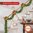 9FT Christmas Norfolk Pine Garland with Eucalyptus Real Touch Faux Greenery Garland Realistic Artificial Christmas Winter Holiday Decor Indoor Outdoor for Xmas Mantle,Stairs,Window,Fireplace (1)