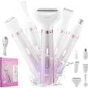 Electric Razors Shavers for Women, Bikini Trimmer 5 in 1 Electric Shaver Razor for Women, Wet/Dry Face Razors for Face Nose Eyebrow Arms Armpit Legs Pubic Area Painless Facial Hair Removal for Women (Purple)