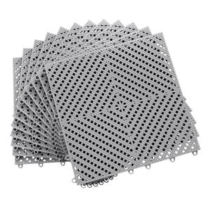 12-Pcs Interlocking Tile, Indoor/Outdoor Drainage Interlocking Floor Tiles 11.8" x 11.8", Anti-Slip Waterproof Soft PVC Splicing Flooring Tile for Garage Patio Pool Bathroom, Grey