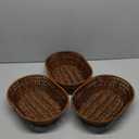 3 Pack Wicker Bread Basket, 11 Inch Woven Oval Food Baskets for Serving, Tabletop Stackable Pantry Organizer Bin for Home Kitchen, Restaurant, Bakery, Fruit Vegetable Storage, Brown