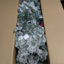 National Tree Company 6 ft Pre-Lit Flocked Acacia Artificial Christmas Tree, 300 Clear Lights, 840 Branch Tips, Includes Stand, Green