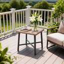 Outdoor Wicker Side Table,Small Square End Table, Patio PE Rattan Side Table Adopt Sturdy Galvanized Steel Frame for Balcony Porch Deck (Brown), 18.1" x 18.1" x 18.1"