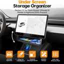 Canvcle Hidden Under Screen Storage Box for 2016-2026 Tesla Model Y/Model 3 Accessories,OneClick Open & Silent Damping Slides Center Console Organizer (Fit New Model Y Juniper/Model 3 Highland)