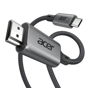 Acer USB C to HDMI Cable for Home Office 6.6FT (4K@60Hz), High-Speed Type C to HDMI 2.0 Braided Cord, Thunderbolt 4/3 Compatible with MacBook, iPhone 16/15 Pro/Max, iMac, iPad Pro, Galaxy S24, Surface