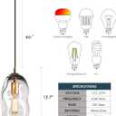 CASAMOTION Modern Pendant Lights Kitchen Island Large Gold Hanging Light Fixtures for Dining Table Blown Art Glass Clear Organic Globe Bedroom Foyer Entryway Hallway Lamp 12" Inch 1 Pack