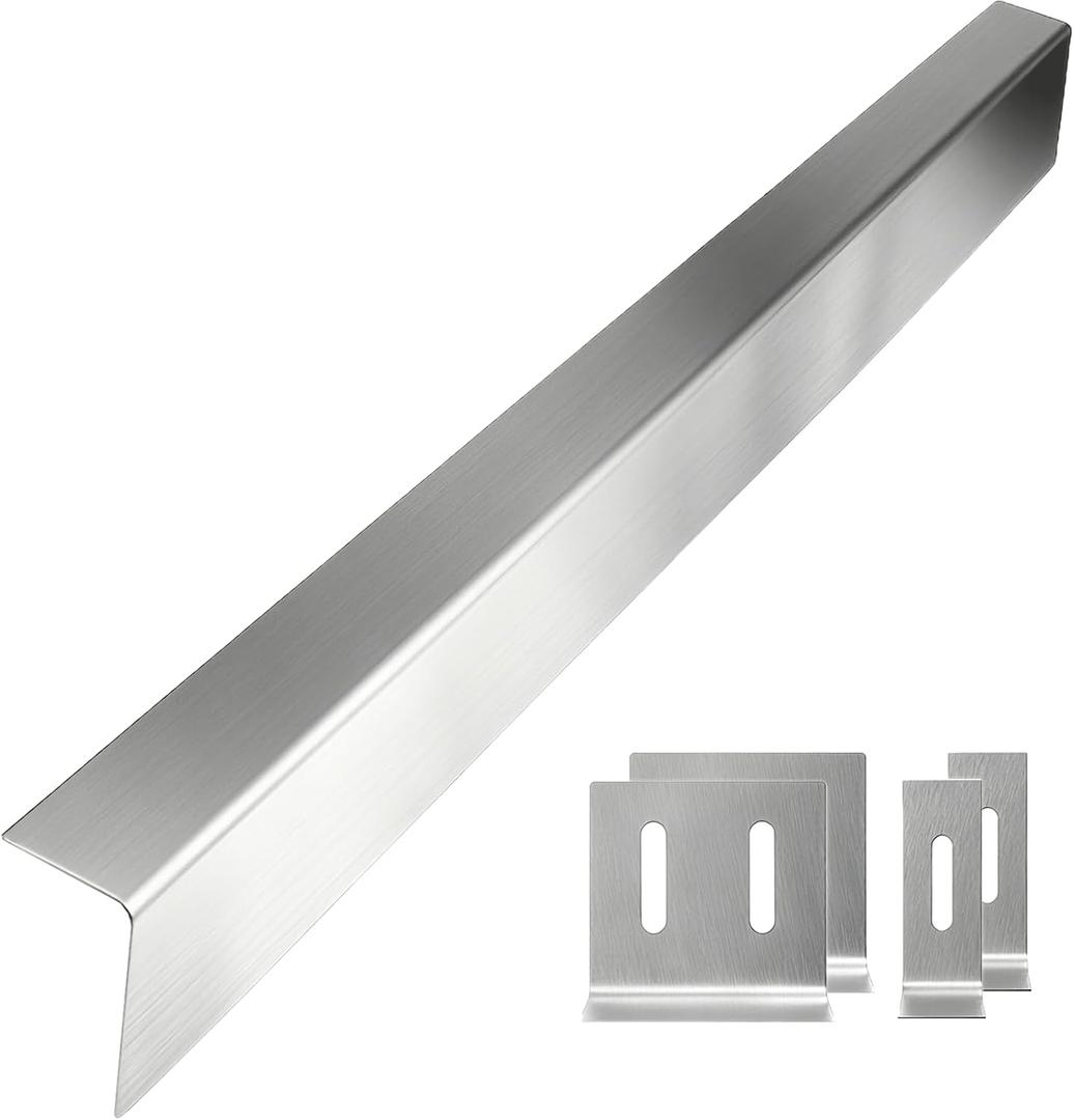 30" Slide-In Range Rear Filler Kit, Stainless Steel Stove Gap Filler Behind Range, Adjustable 1" or 2.25" Backguard Trim Kit, Easy Install Backsplash Gap Cover Compatible with 30" Ranges,Silver