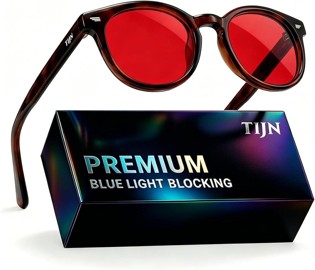 TIJN Blue Light Blocking Glasses Men Women Vintage Thick Round Rim Frame Eyeglasses