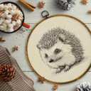 CUANFDDSF Vintage Hedgehog Sketch Animal Round Wall Art, Hedgehog Gifts for Women Framed Hanging Wall Decor, Retro Farmhouse Animal Canvas Prints Decorations for Home Living Room Bedroom, 10x10 Inch (Colour 04)