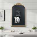 Vintage Magnetic Arch Blackboard with Shelf - 19"x31" Decorative Wall Mounted Ornate Gold Framed Board with Accessories, Clips & Cloth - Elegant Wedding Sign & Kitchen Menu Home Decor