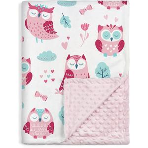 SANDJEST Owl Baby Blanket for Girl - Soft Kids Throw Minky Blankets with Dotted Backing for Babies Girls - Toddler Newborn Nursery Crib Bedding Blanket 30x40