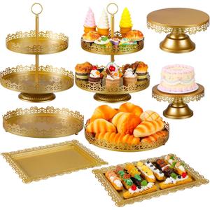 Tioncy 8 Pcs Metal Dessert Stands for Table, Tiered Cake Holder, Gold
Cake Display Stands for Dessert Table, Tiered Cupcake Holder Display Plates for Birthday Party Wedding Festival