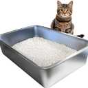 iPrimio Ultimate Stainless Steel XL Cat Litter Box - XL Litter Box for Big Cats - Large - Never Absorbs Odor, Stains, or Rusts - Easy Cleaning Litterbox Designed by Cat Owners (1 Pan)