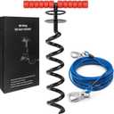 Heavy Duty 20FT Dog Tie Out Cable and Stake for Large Dogs, Dog Tie Out Stake and Cable Anchor for Dogs Up to 200 lbs,for Yard, Beach, Outdoor(Black)