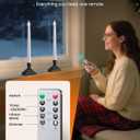 SURAIELEC 10.5'' Battery Operated Window Candles with Remote, Timer, Dimmer, 5000K Cool White LED Candle with Holder, Xmas Candle for Window, Matte Black, 4-Pack (Rechargeable Battery Not Compatible)