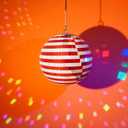 Mirror Disco Ball, 8 Inch Red and Sliver Hanging Party Disco Ball, Big Party Decorations Reflective Mirror Balls for Christmas Dance Floor, Birthday, Wedding, DJ, and Home Stage Dcor