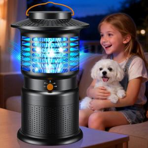 Bug Zapper Outdoor, 2-in-1 Mosquito Zapper with Attraction Light & Airflow Trap, 12H Long-Lasting Rechargeable Cordless Fly Zapper, Auto ON/Off, IPX5 Waterproof or Patio, Camping, Garage