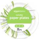 Amazon Basics Everyday Disposable Paper Plates, 10 Inch, Microwave-Safe, Cut Resistant, Soak-Proof, 50 Count