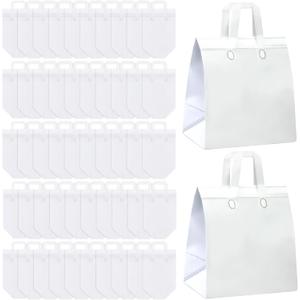 Hushee 200 Pcs Insulated Take out Bags Bulk Thermal Insulation Take Away Bags Disposable 10.24x11.02x6.69 Inch for Grocery Lunch Hot Cold Frozen Food Delivery Shipping Cooler(White)