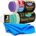 Premium 2pk +1 Free Shammy Cloth for Car Drying - 26"x17" - Super Absorbent Chamois Towel for Car - Scratch-Free, Reusable & Soft