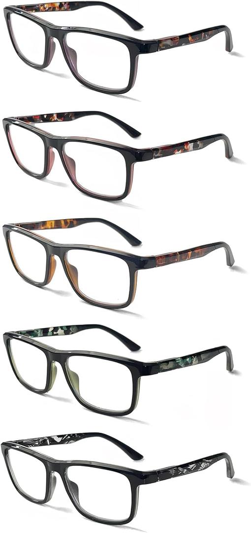 SIGVAN 5 Pack Reading Glasses for Men and Women Blue Light Blocking with Spring Hinge Readers Computer Eyeglasses (Multicolour)
