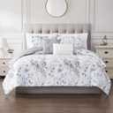 Modern Threads 5-Piece Printed Comforter Set, Giverny King in White Grey Blue  Soft Comforter, 2 Pillow Shams, and 2 Decorative Pillows