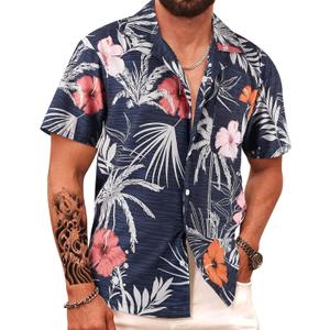 APTRO Men's Hawaiian Shirt Short Sleeve Summer Beach Tropical Button Down Shirt (Black, XXL)