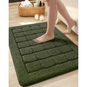 Color&Geometry Green Bath Mat Non Slip Washable- 24"x36" Large Absorbent Bath Mats for Bathroom, Sink, Bathtub, Thick Soft Shower Mat Outside Shower