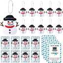 Hotop 20 Sets Snowman Plush Keychains Bulk, Positive Gift Set with Motivational Cards and Bags for Employee Coworkers Staff Emotional Inspirational Winter Holiday Ornaments Party Gifts