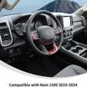 Linskip Steering Wheel Trim Compatible with Ram 1500 2019 2020 2021 2022 2023 2024, Steering Wheel Cover for Ram Interior Accessories(Red Carbon Fiber)