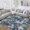 Area Rug 9x12 Living Room: Large Washable Rug with Anti-Slip Backing Non-Shedding Stain-Resistant Soft Abstract Carpet for Bedroom Dining Room Nursery Home Office (Blue/Multi) (9' x 12' (Rectangular), Blue/Multi)