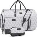 Convertible Garment Duffel Bag for Travel - Carry On Garment Bags With Toiletry Bag Large Weekender Bag for Men Women 2 in 1 Hanging Suitcase Suit Travel Duffel Overnight Bags 4pcs Set (Grey White 4pcs)
