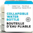 Jacent Collapsible Water Bottle, BPA-Free Silicone, 7.5-16 oz Capacity, with Clips for Backpack, Dishwasher Safe