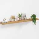 Fun Memories 55 Inch Floating Shelves, USA-Sourced Rustic Elm Wood Floating Shelves Wall Mounted, Wall Shelves with Invisible Bracket for Living Room Bathroom Bedroom Kitchen(Natural, 55"x 8")