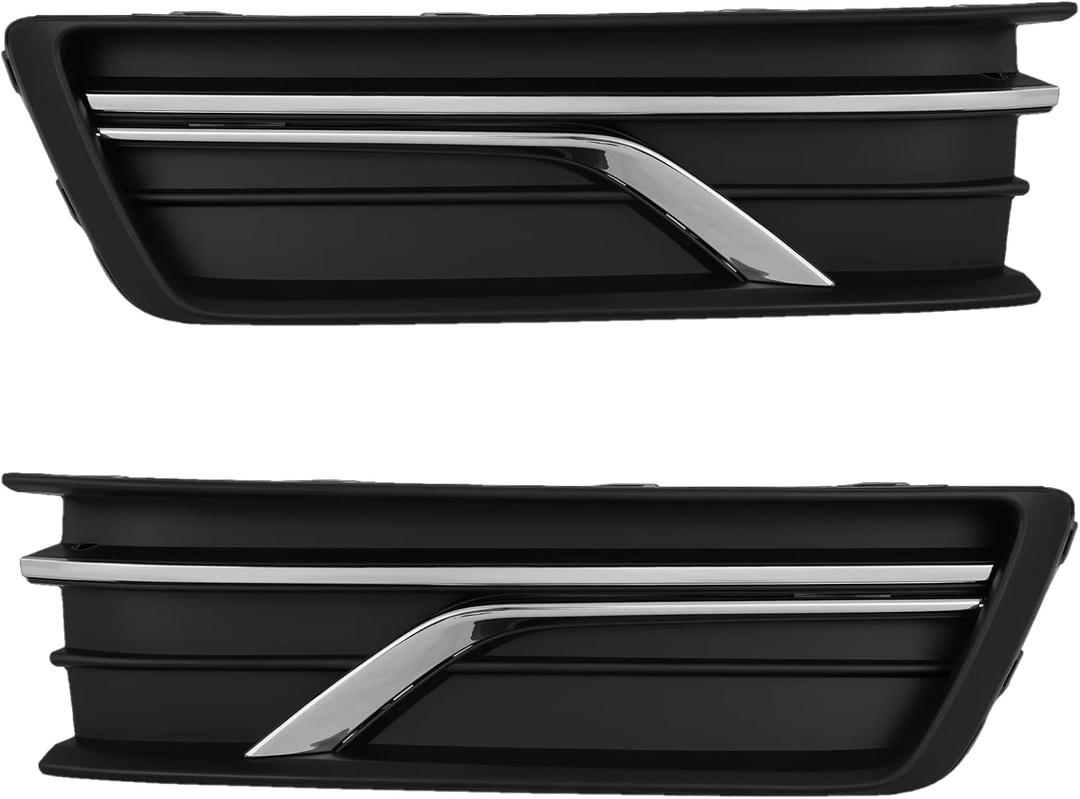 Front Fog Light Cover Compatible with 2016-2019 Volkswagen Passat Sedan Black Bumper Grille Cap Trim Set Replacement Parts (Left and Right)