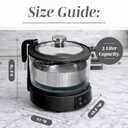 COOK WITH COLOR 3L Glass Mini Low Carb Rice Cooker Holds 2 Cups Raw/Makes 6 Cups Cooked with Auto Lift Filter Basket, Hotpot & Steamer for Rice, Grains, Digital Panel with Keep Warm, Black