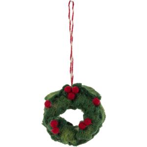 Boston International Felt Christmas Tree Ornament Winter Holiday Hanging Ornaments Decorations for Home, 2.25", Wreath
