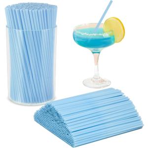 500 Pcs Light & Sky Blue Coffee Stir Sticks & Straws - Acrylic Holder - Disposable - For Coffee Bar & Tea Party Supplies