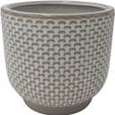 Amazon Brand – Stone & Beam Cylindrical Textured Stoneware Planter, 5.1"H, Small, Ivory