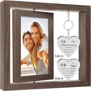 10 Year Anniversary Picture Frame Gifts for Couple 10 Year Anniversary Decorations Gifts for Wife 10 Year Gift Anniversary Customized Photo Frame Happy 10th Aniversario Decorations Gift for Him